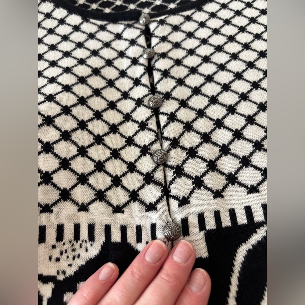 NWT Gudrun Sjoden Scandinavian Black White Lemon Organic Cotton Cardigan Size XL - Picture 9 of 10